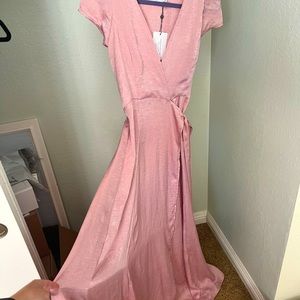 Satin Pink Wrap Dress